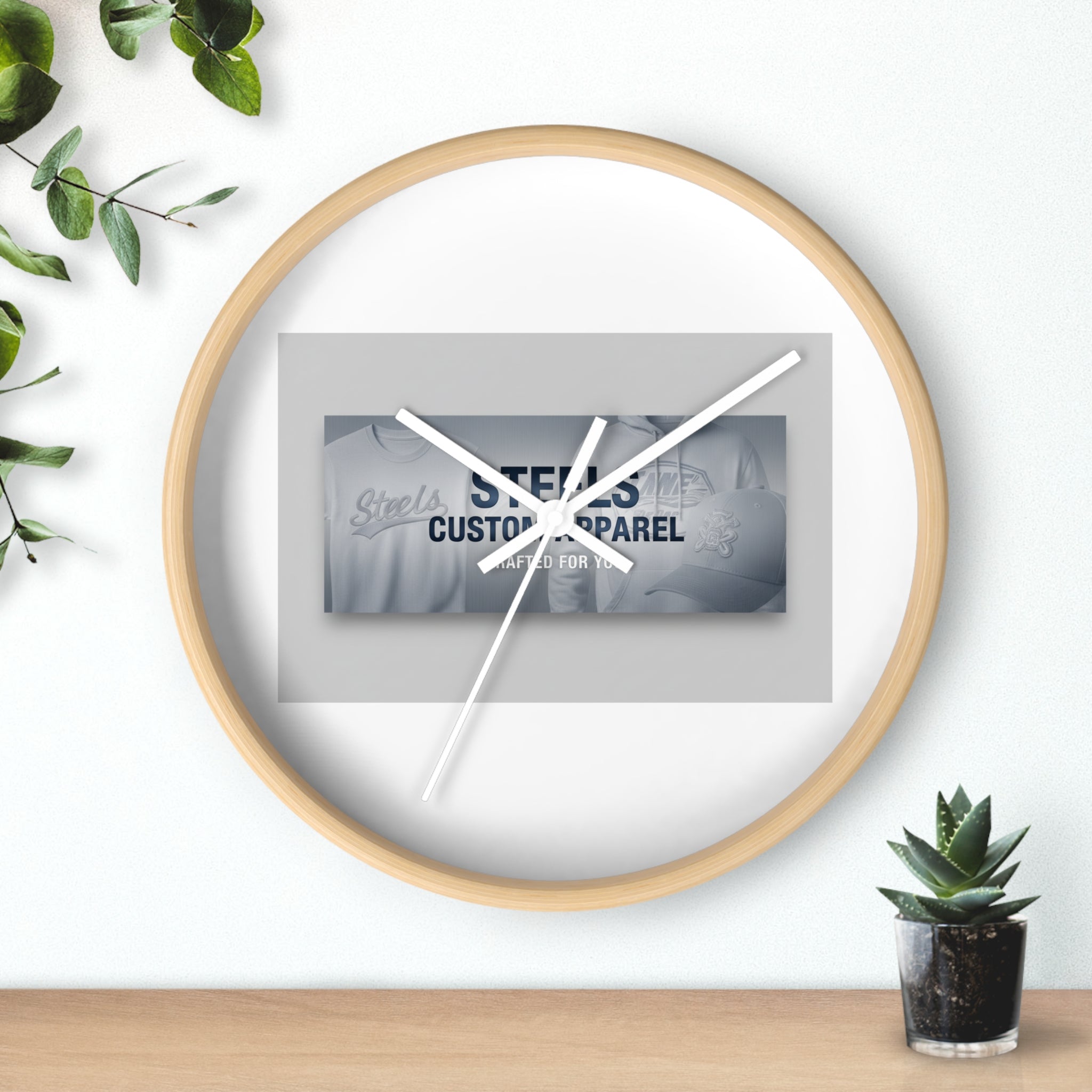 Minimal Branded Wall Clock — Steels Custom Apparel Logo Clock