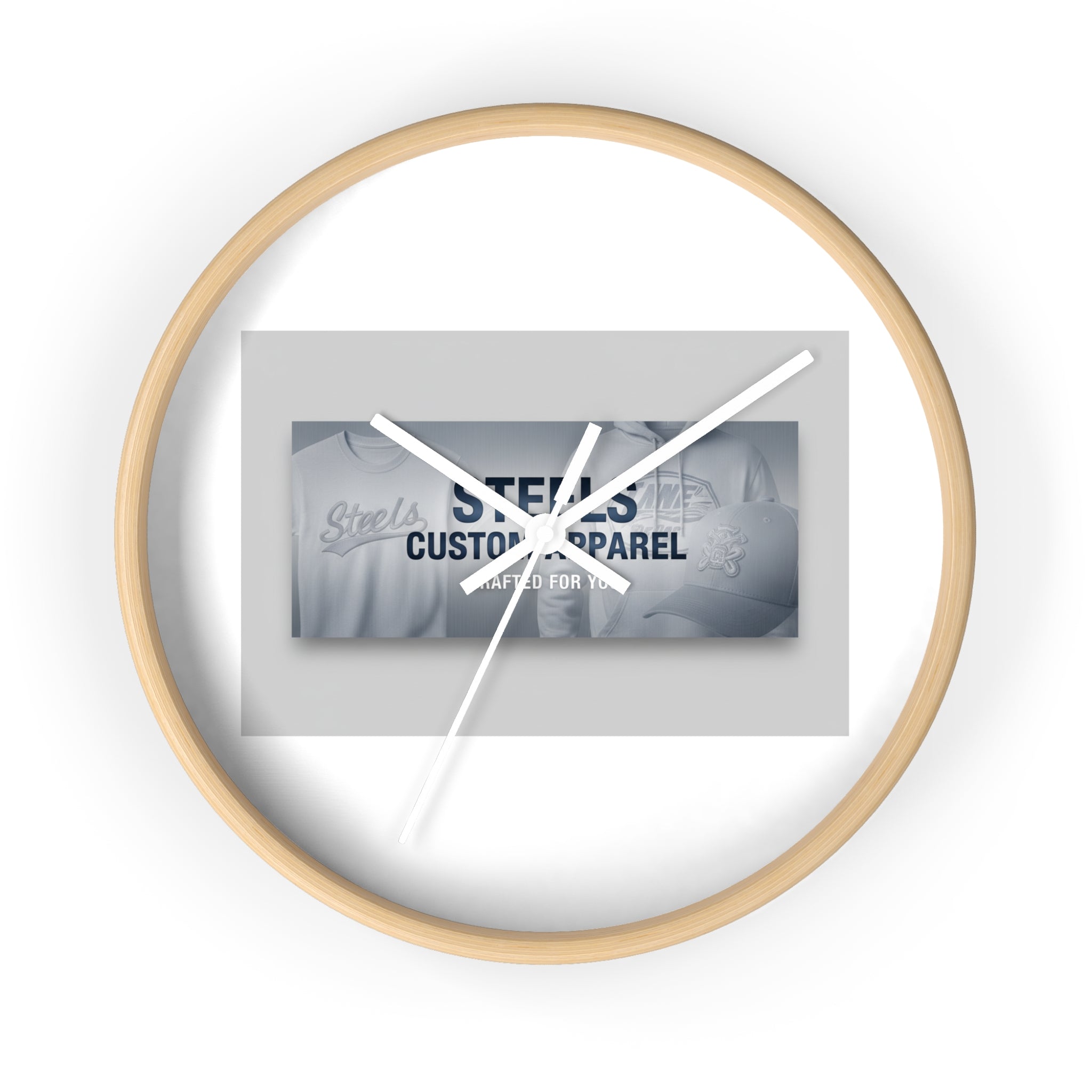 Minimal Branded Wall Clock — Steels Custom Apparel Logo Clock