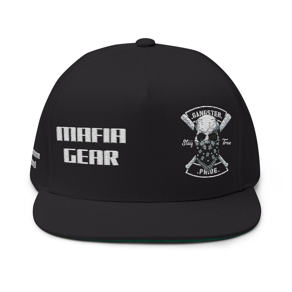 Flat Bill Cap — Embroidered 'Trust Nobody' Skull Design
