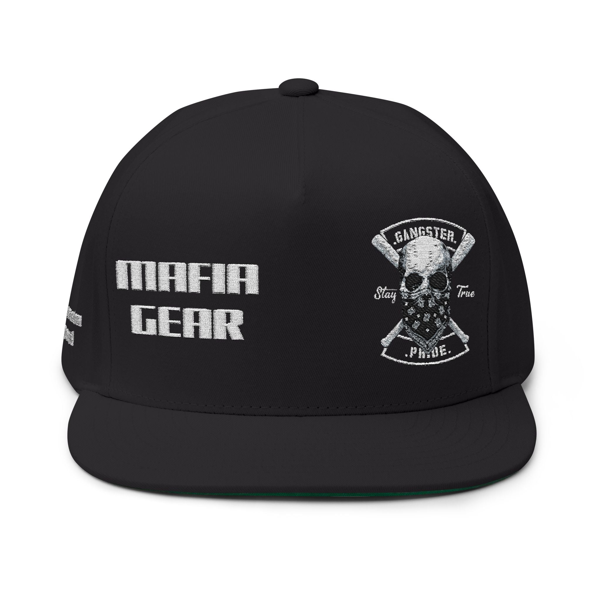 Flat Bill Cap — Embroidered 'Trust Nobody' Skull Design