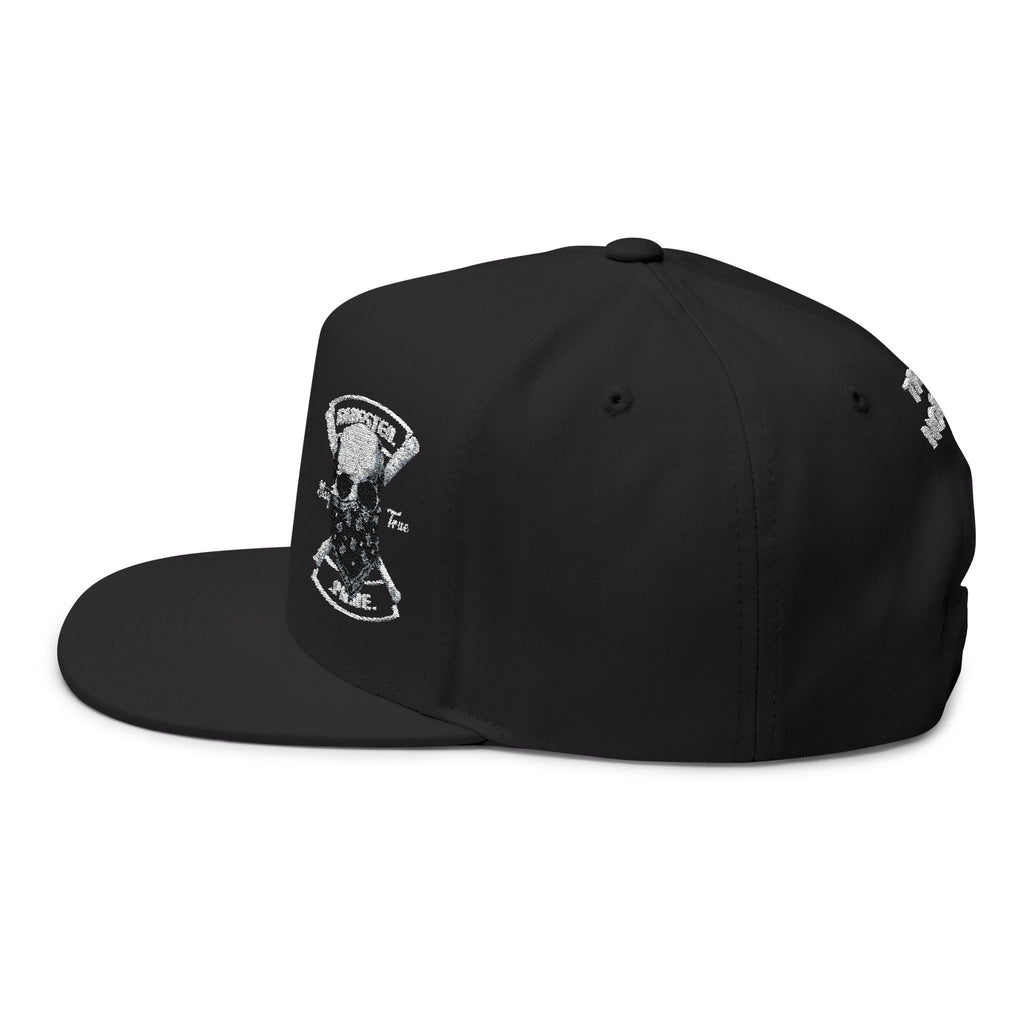 Flat Bill Cap — Embroidered 'Trust Nobody' Skull Design