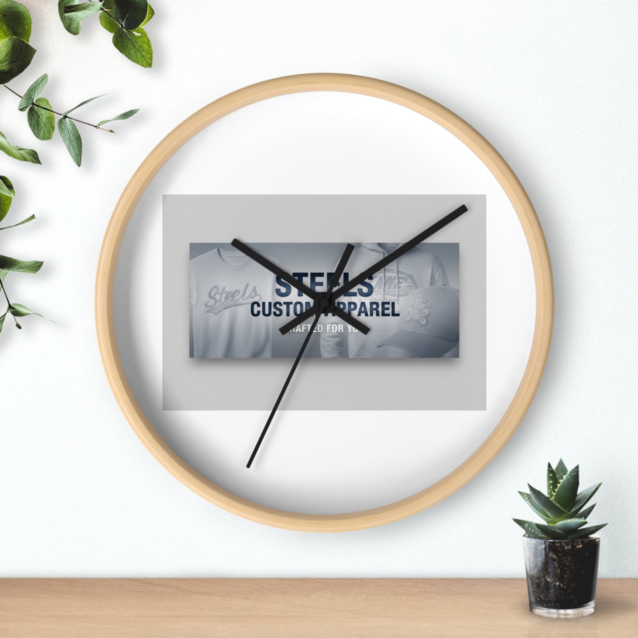 Minimal Branded Wall Clock — Steels Custom Apparel Logo Clock