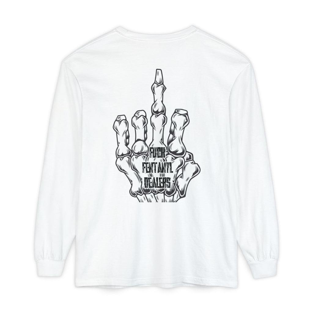 Skeleton Gambler Long Sleeve Tee — "F**k Frontline Dealers" Graphic