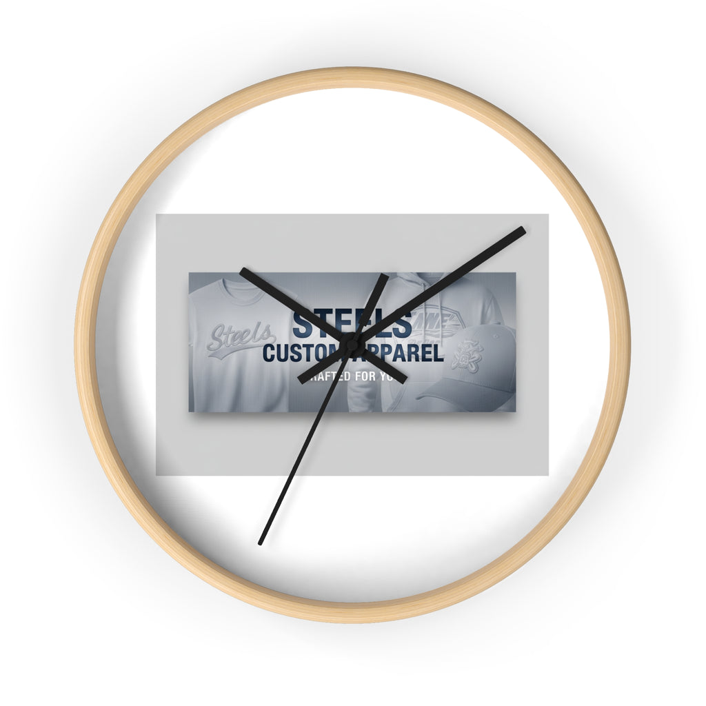 Minimal Branded Wall Clock — Steels Custom Apparel Logo Clock