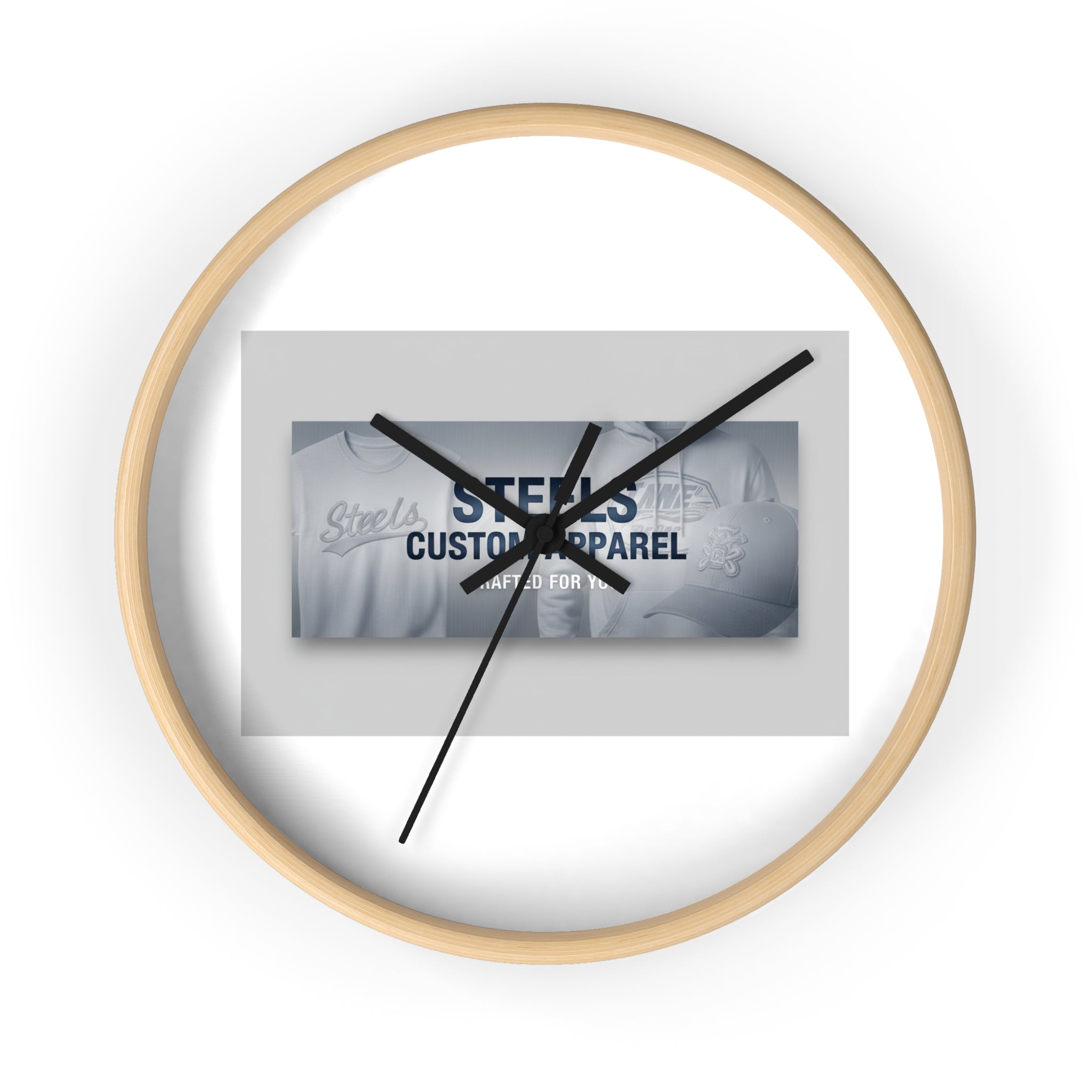 Minimal Branded Wall Clock — Steels Custom Apparel Logo Clock