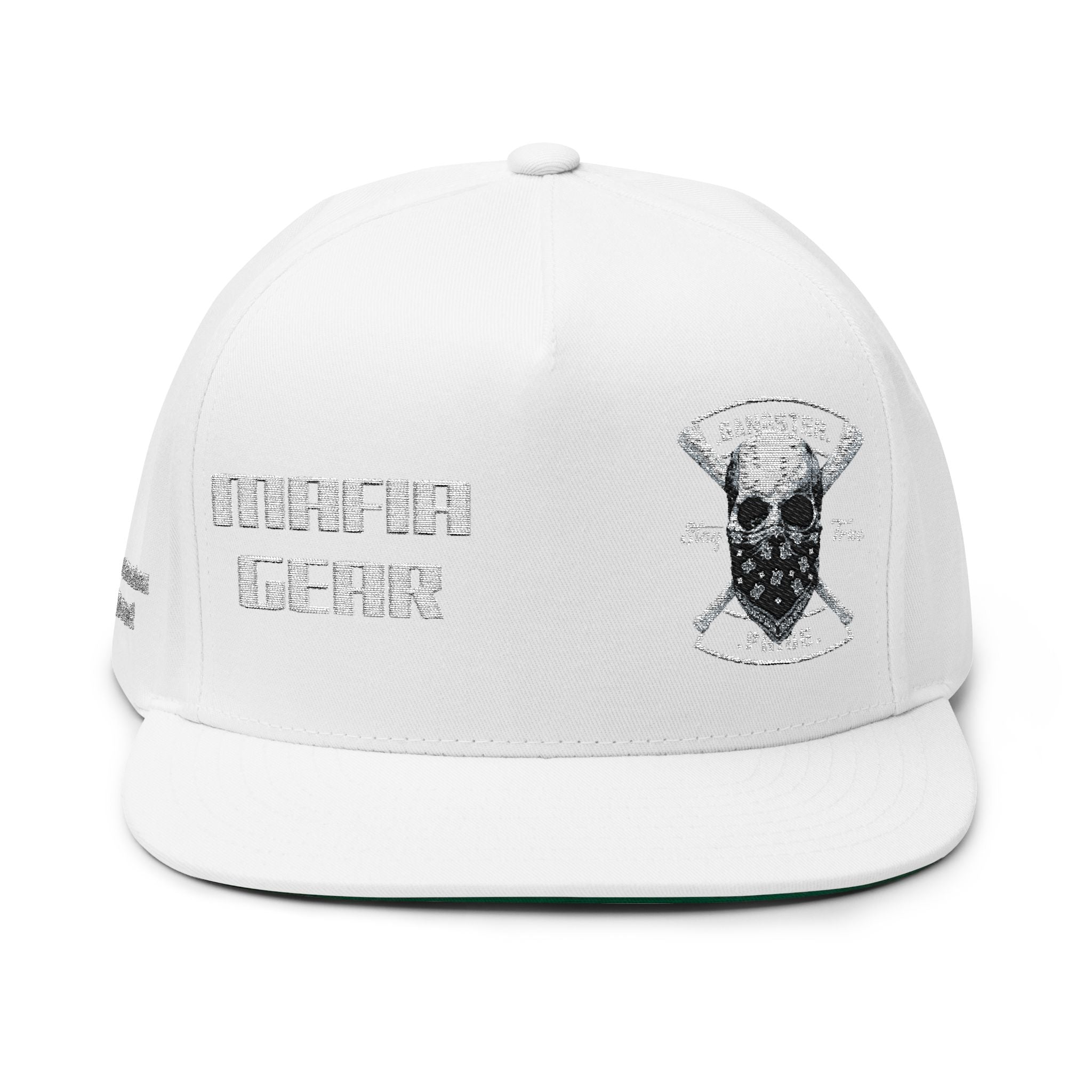 Flat Bill Cap — Embroidered 'Trust Nobody' Skull Design