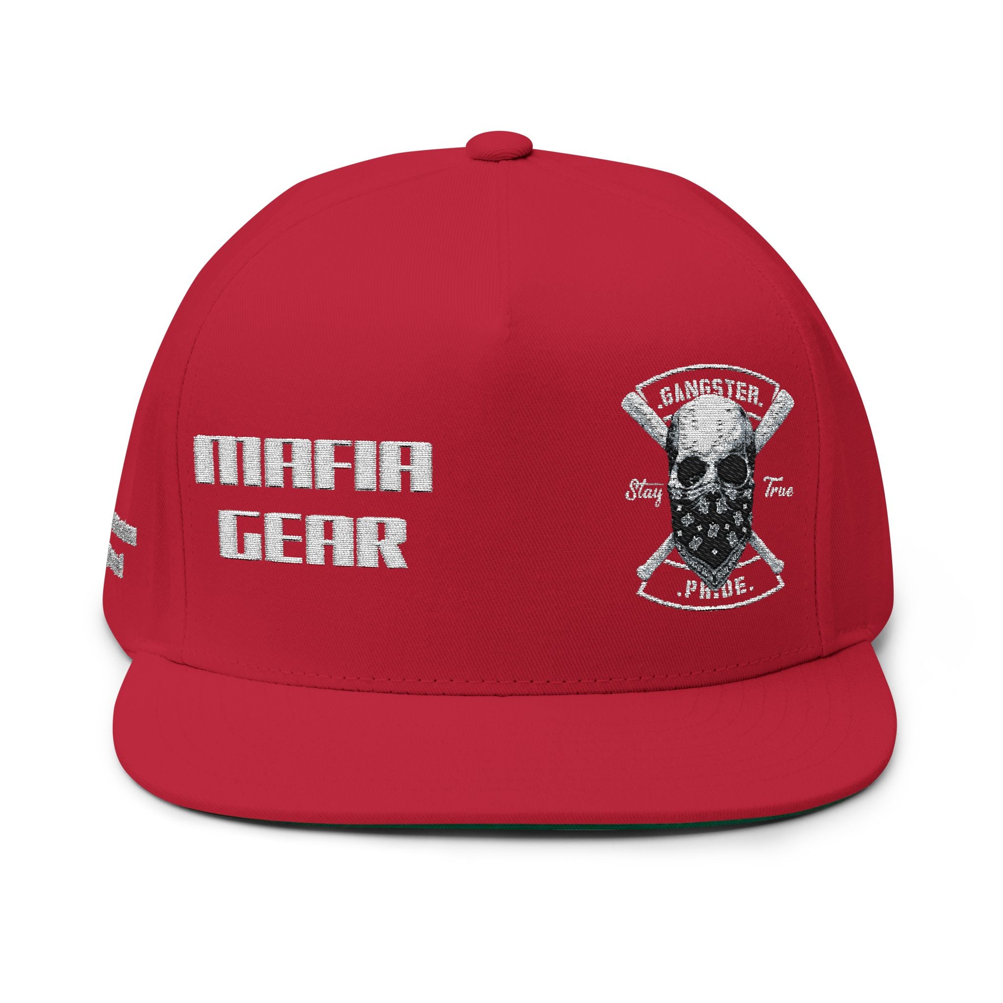 Flat Bill Cap — Embroidered 'Trust Nobody' Skull Design