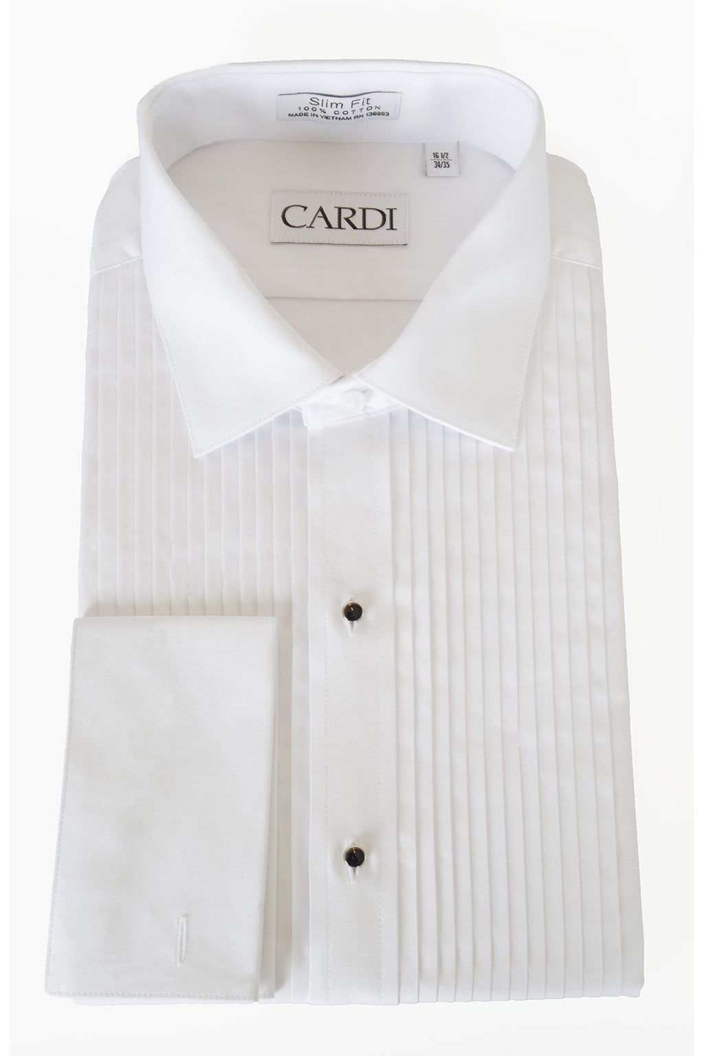 "Charles" White Spread Collar Tuxedo Shirt
